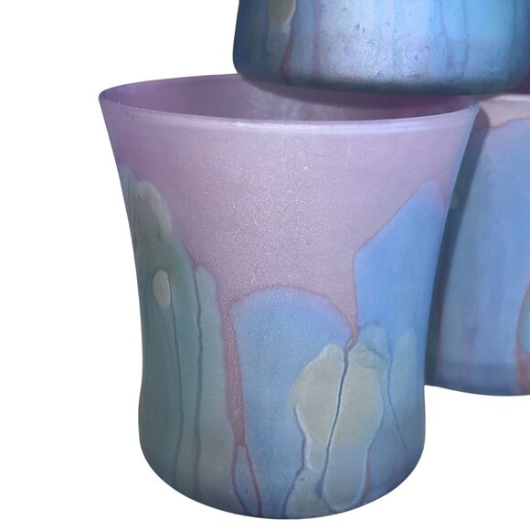 Robert Rueven Art Glass Tumblers Nouveau Art Glass Co Hand-crafted BLU PRP GRN - Picture 7 of 11